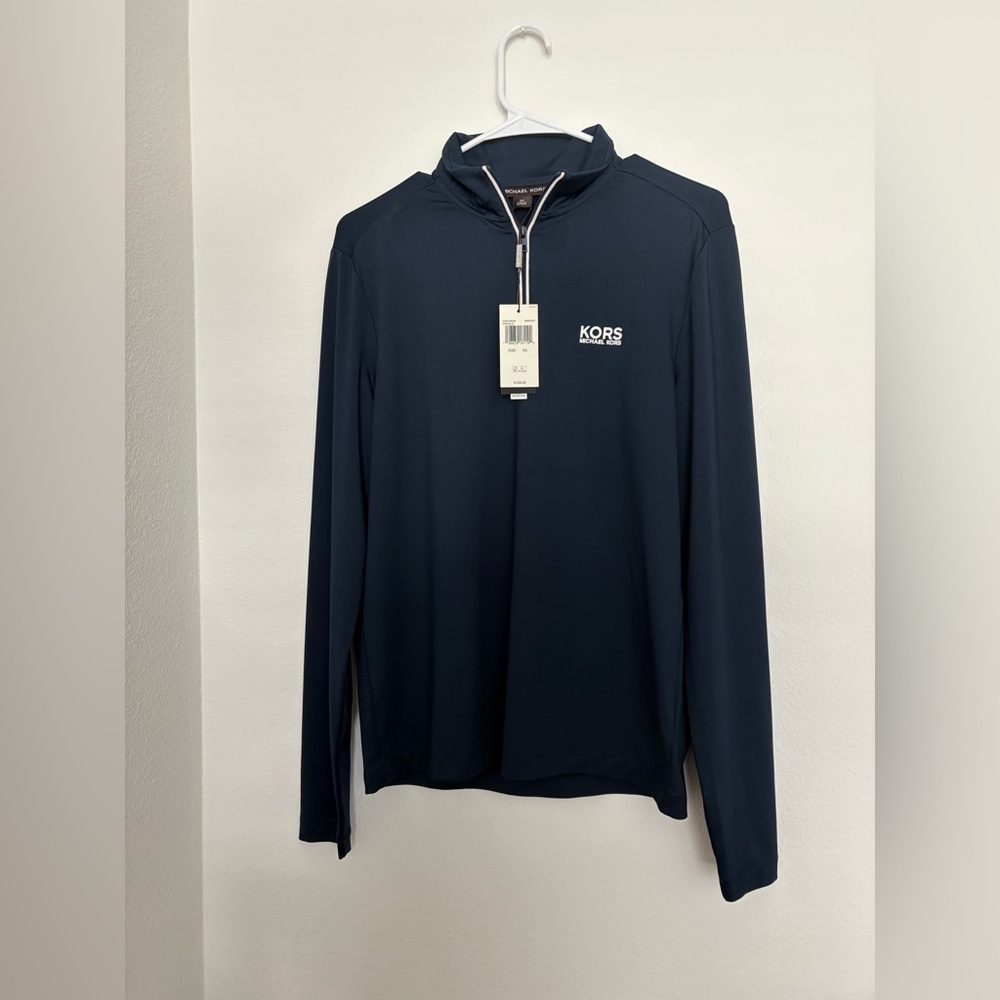 Michael Kors Golf Dark Blue Zip Collar Top size XS NWT
